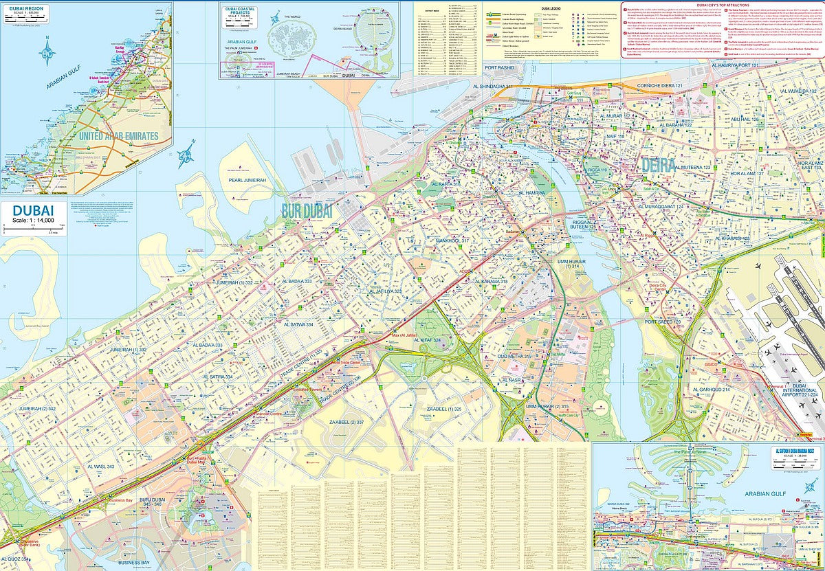 Dubai & United Arab Emirate Travel & Reference Map by ITMB - Dubai Map