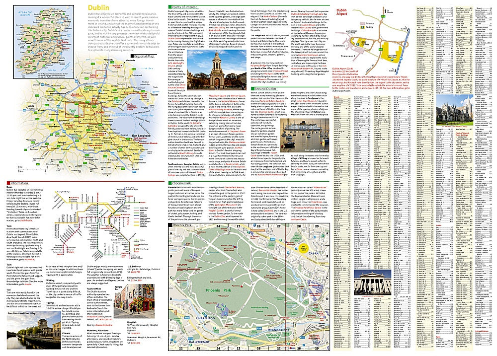 Dublin City Destination Map & Travel Guide by National Geographic - Index & Information