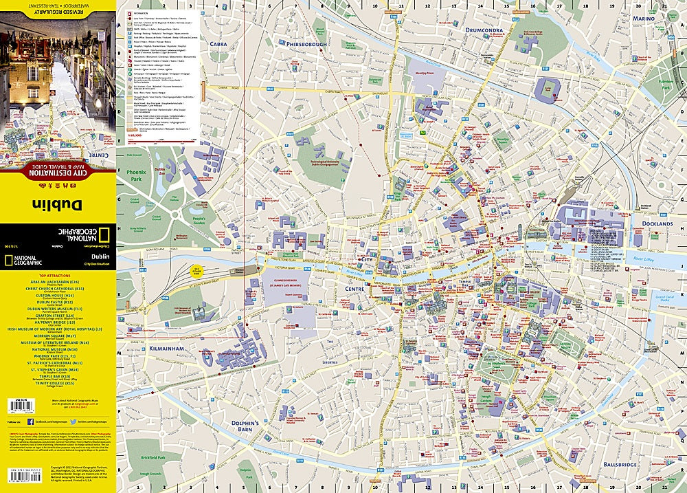 Dublin City Destination Map & Travel Guide by National Geographic - Map Detail