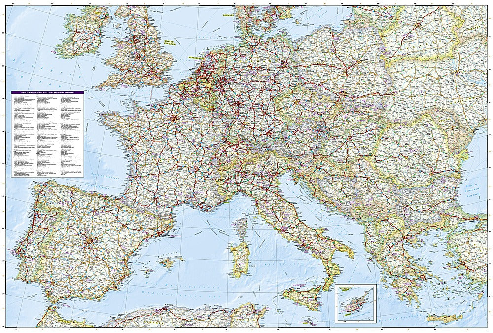 Europe Adventure Travel Map by National Geographic - Map Detail