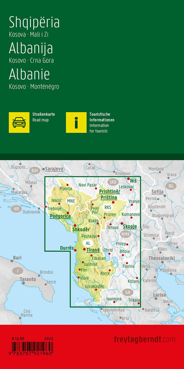 Albania Road Map by Freytag & Berndt - Coverage Map