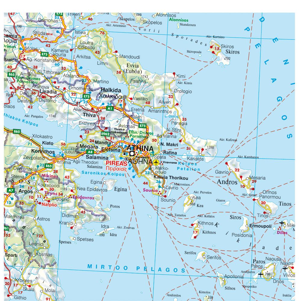 Mediterranean Cruises Road Map by Freytag & Berndt - Map Detail