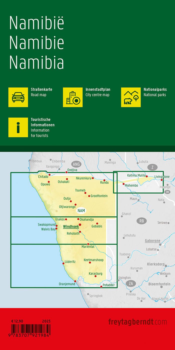 Namibia Road Map by Freytag & Berndt - Coverage Map