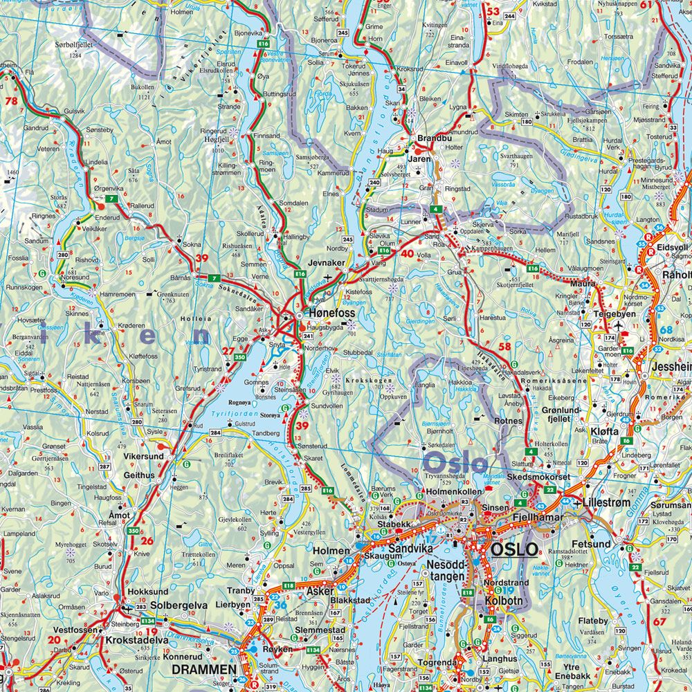 Norway Road Map by Freytag & Berndt - Map Detail