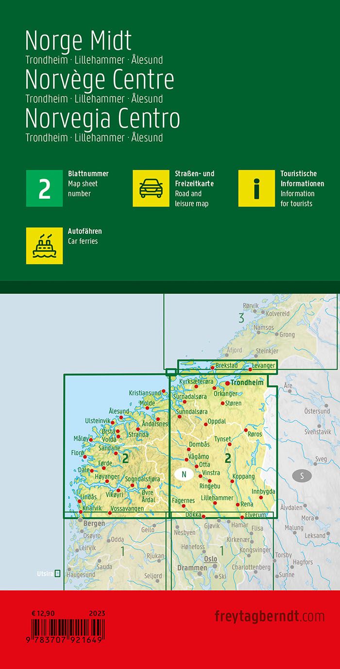Norway Central Road Map by Freytag & Berndt - Coverage Map