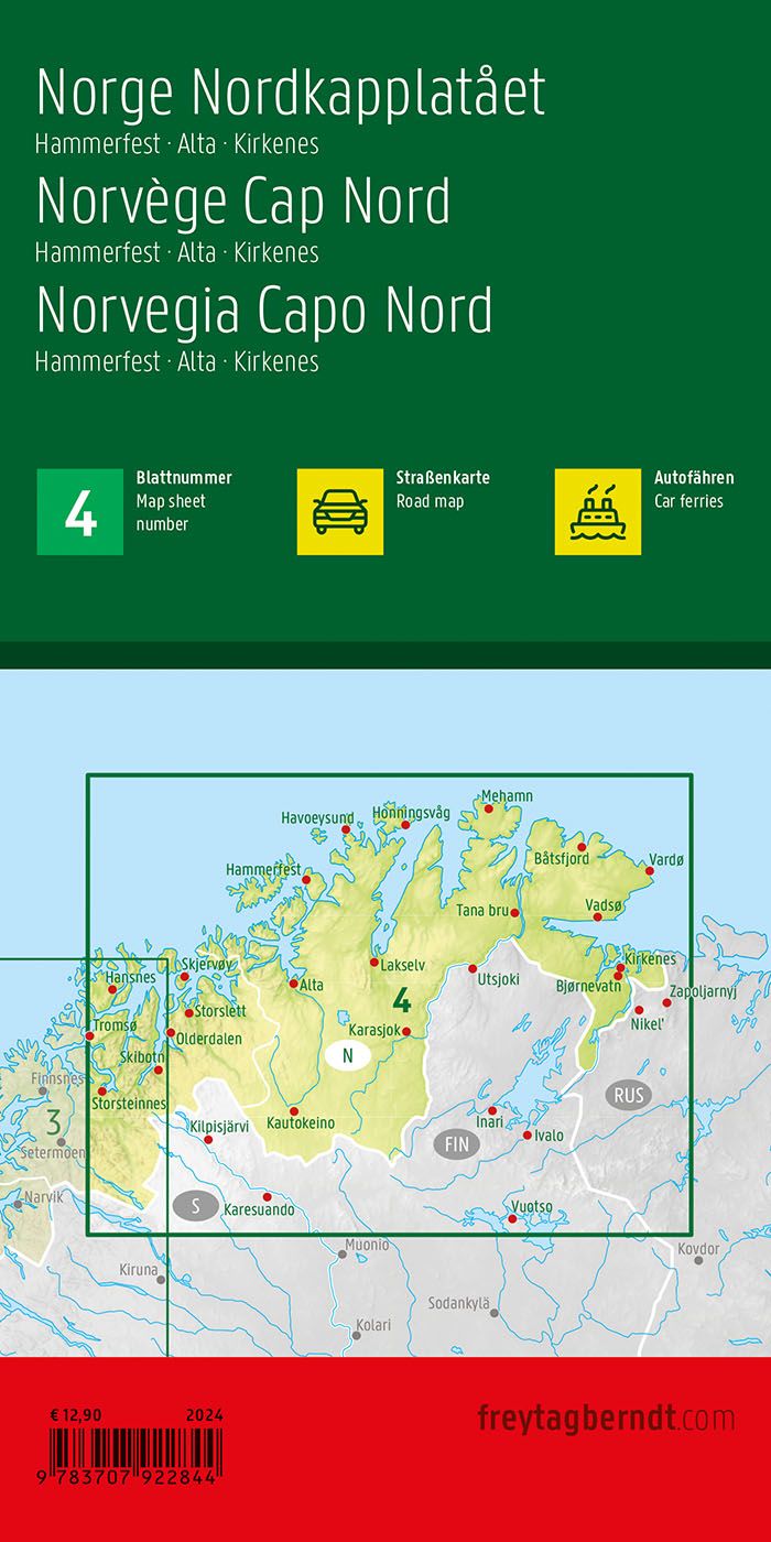 Norway North Cape Road Map by Freytag & Berndt - Coverage Map
