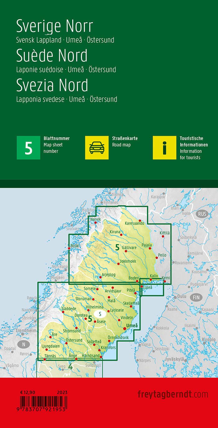 Sweden North Road Map by Freytag & Berndt - Coverage Map