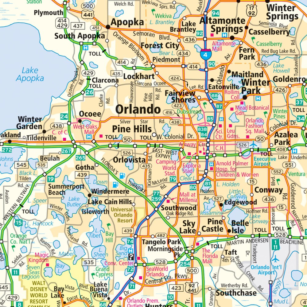 Florida State Highway Laminated Map by Rand McNally (Easy to Fold) - Map Detail