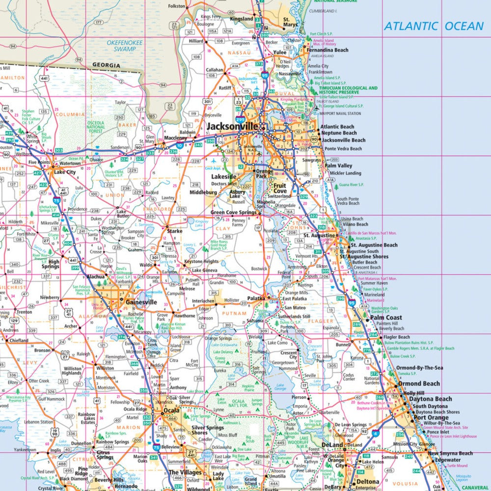 Florida State Highway Folded Map by Rand McNally (Easy to Read) - Map Detail