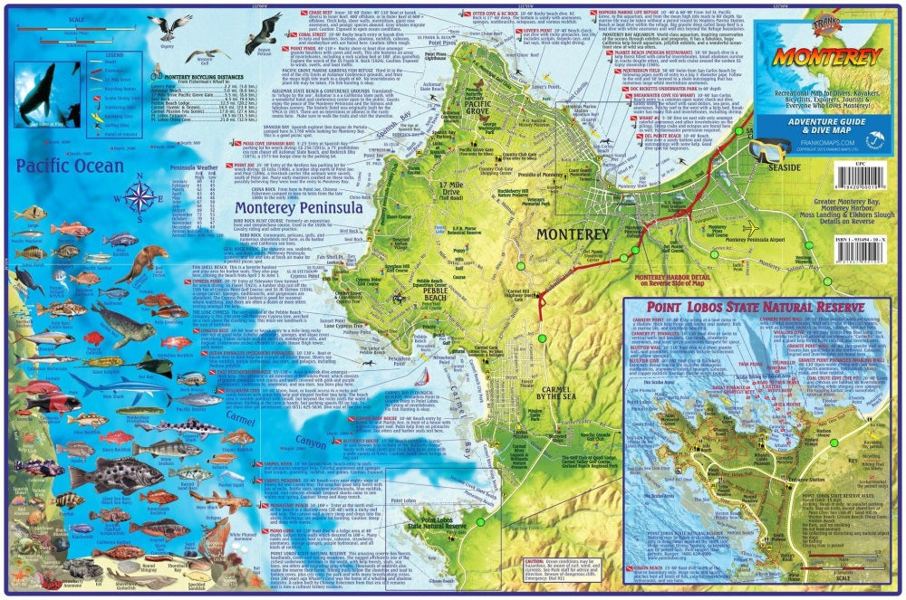 Monterey Adventure Guide & Dive Map by Franko Maps - Map