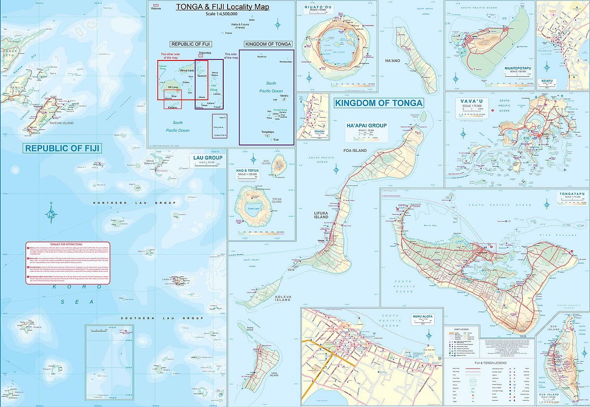 Fiji & Tonga Travel & Reference Map by ITMB - Tonga Map Detail