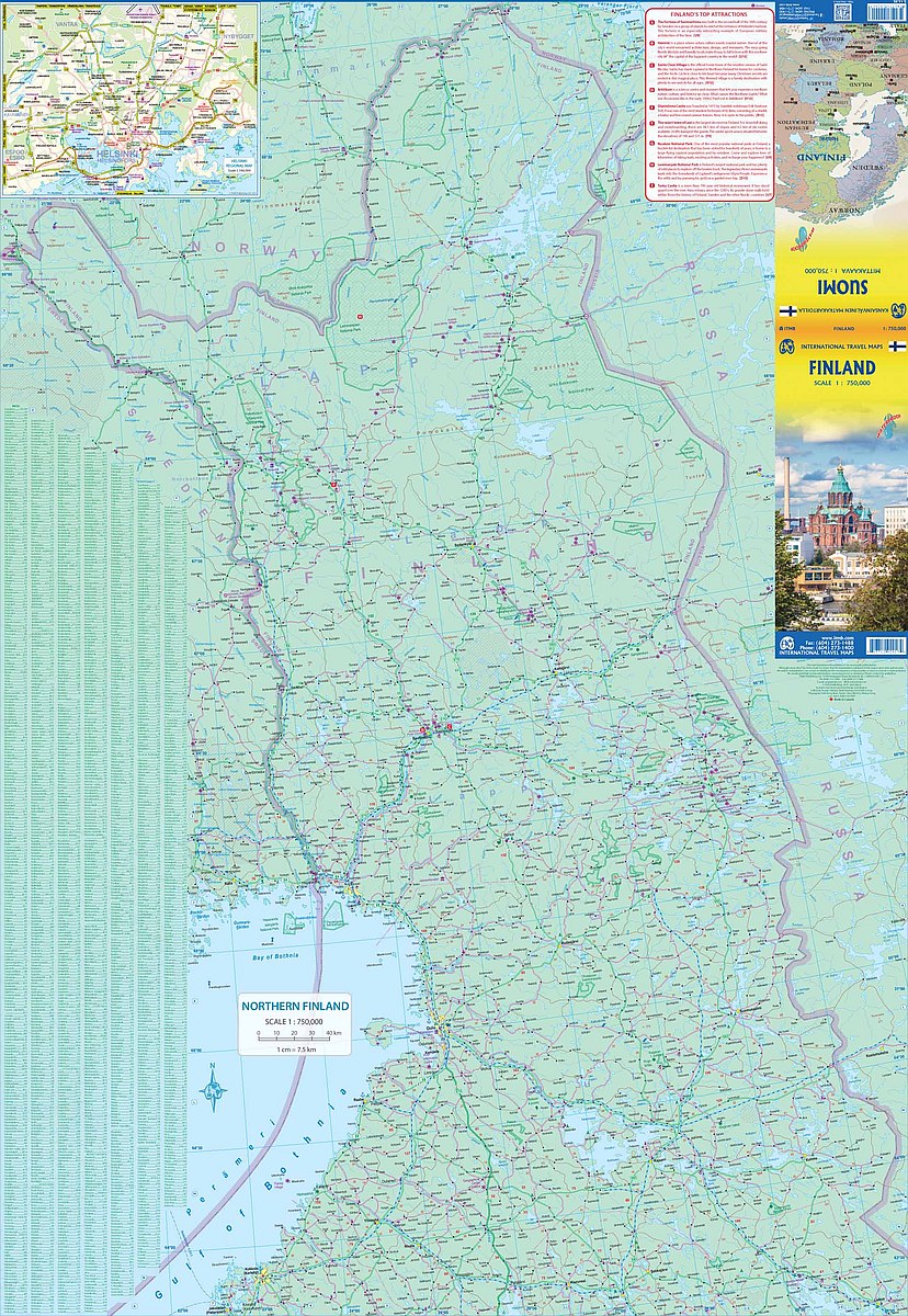 Finland Travel & Reference Map by ITMB - Northern Map