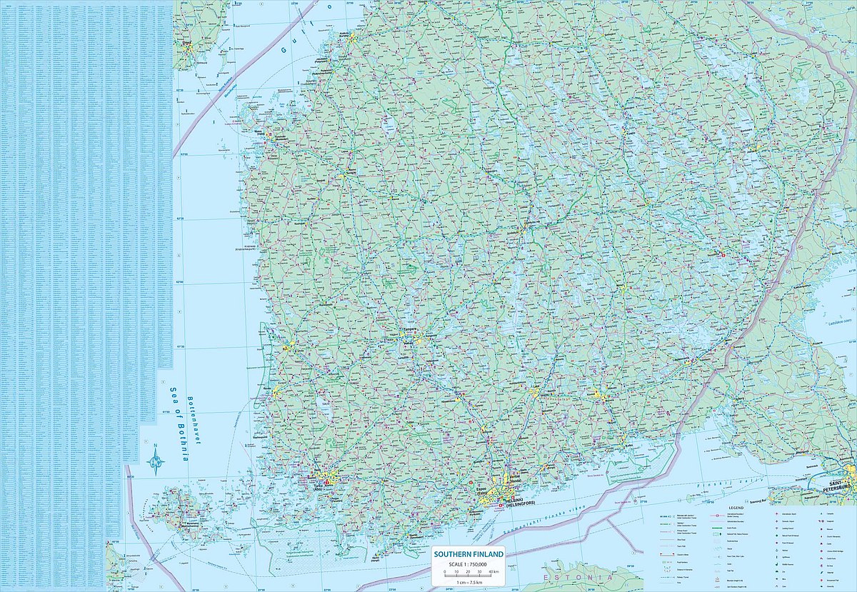 Finland Travel & Reference Map by ITMB - Southern Map