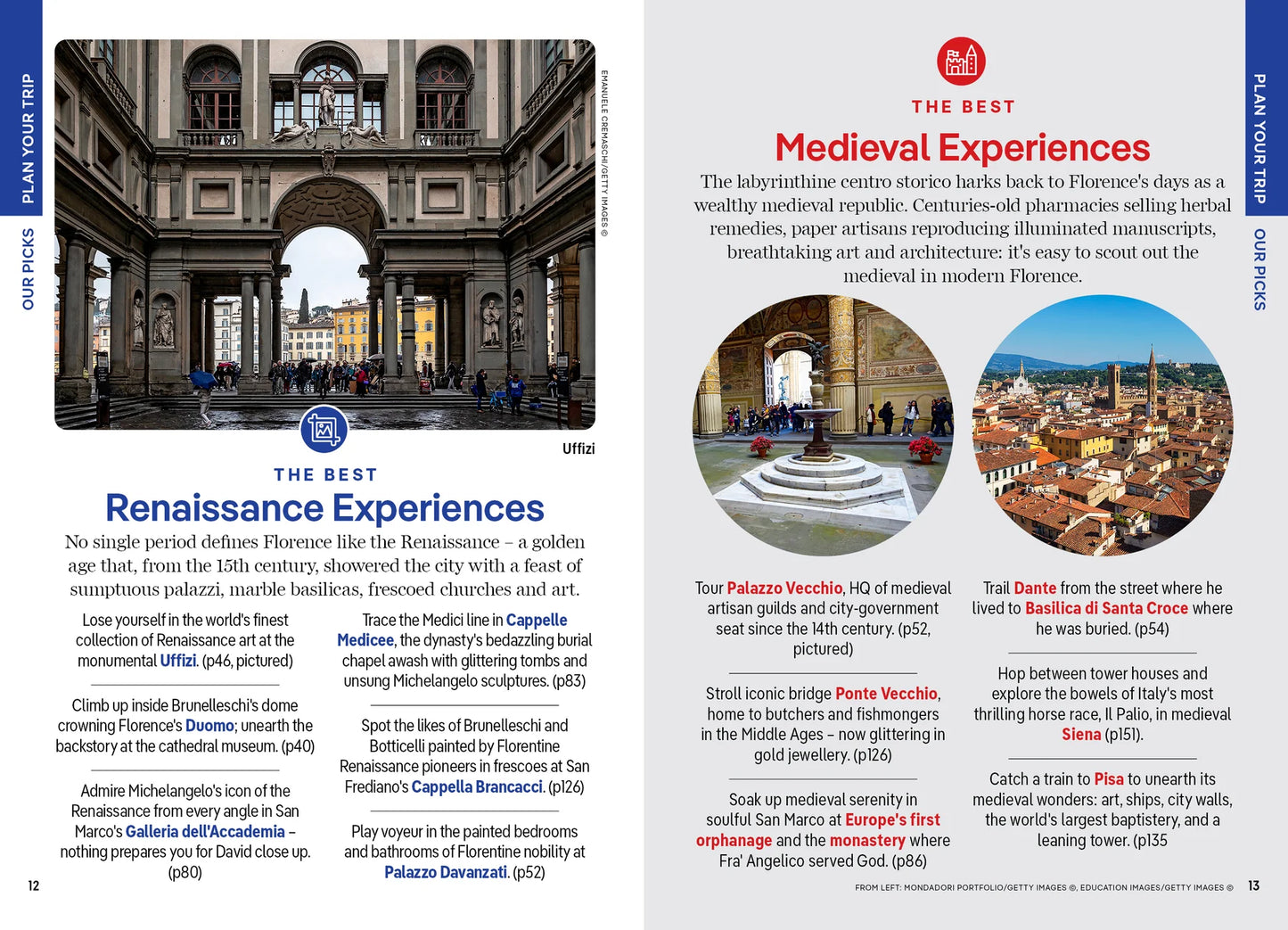 Florence & Tuscany Pocket Travel Guide Book by Lonely Planet - Sample Page