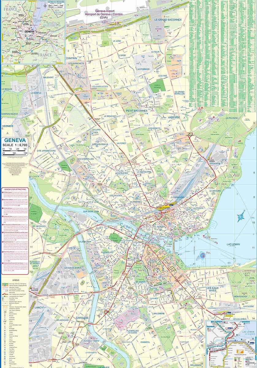 Geneva & Western Switzerland Travel & Reference Map by ITMB - Geneva Map
