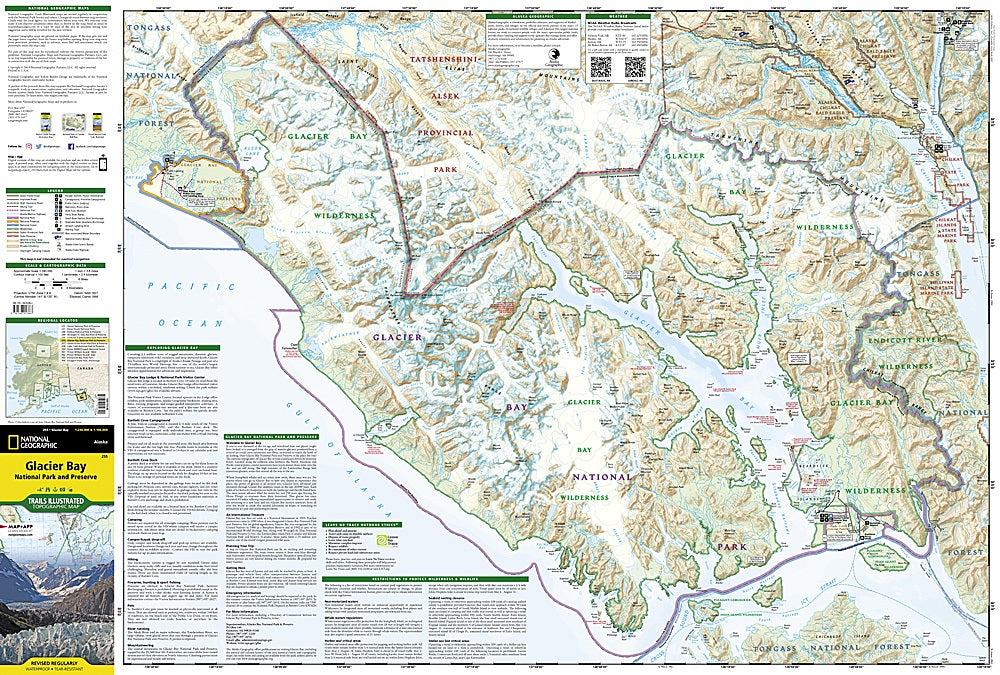 Glacier Bay National Park Trails Illustrated Topographic Map #255 - Map Detail