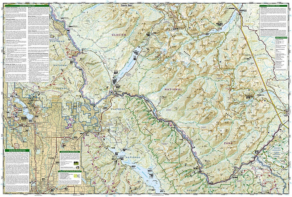 Glacier & Waterton Lakes National Parks Trails Illustrated Topographic Map #215 - Map Detail