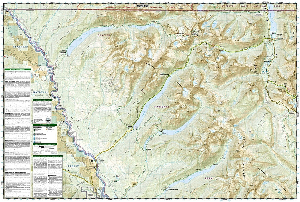 Glacier National Park - North Fork Trails Illustrated Topographic Map #313 - Map Detail