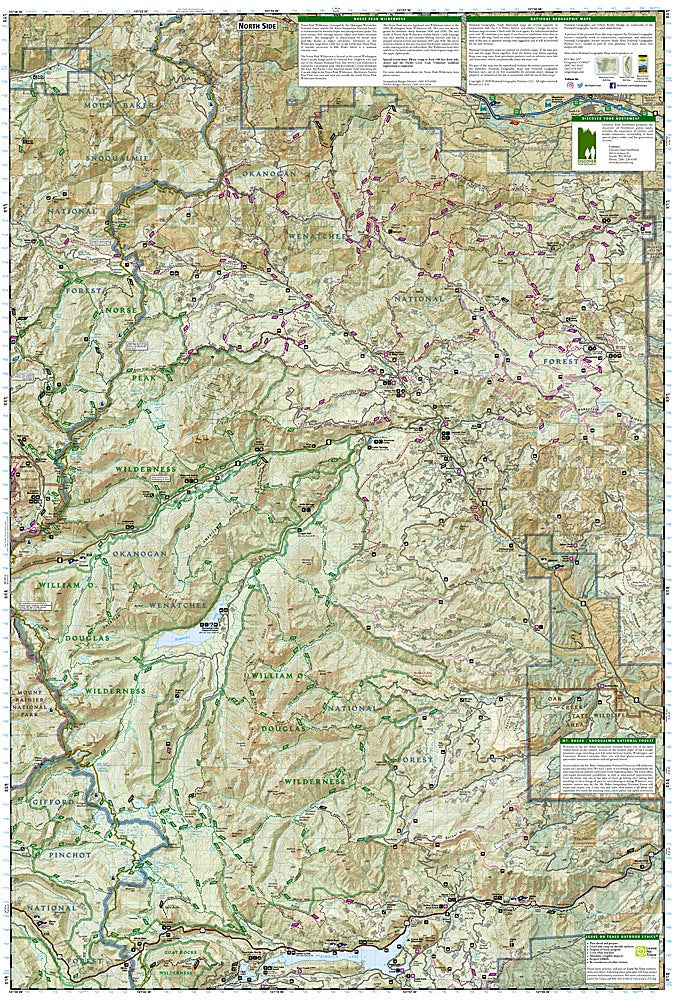 Goat Rocks, Norse Peak & William O. Douglas Wilderness Areas Trails Illustrated Topographic Map #823 - North Map