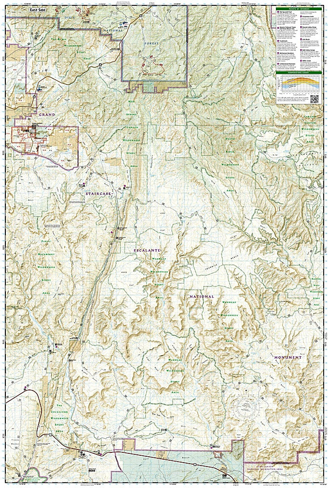 Grand Staircase Paunsaugunt Plateau Trails Illustrated Topographic Map #714 - Map Detail