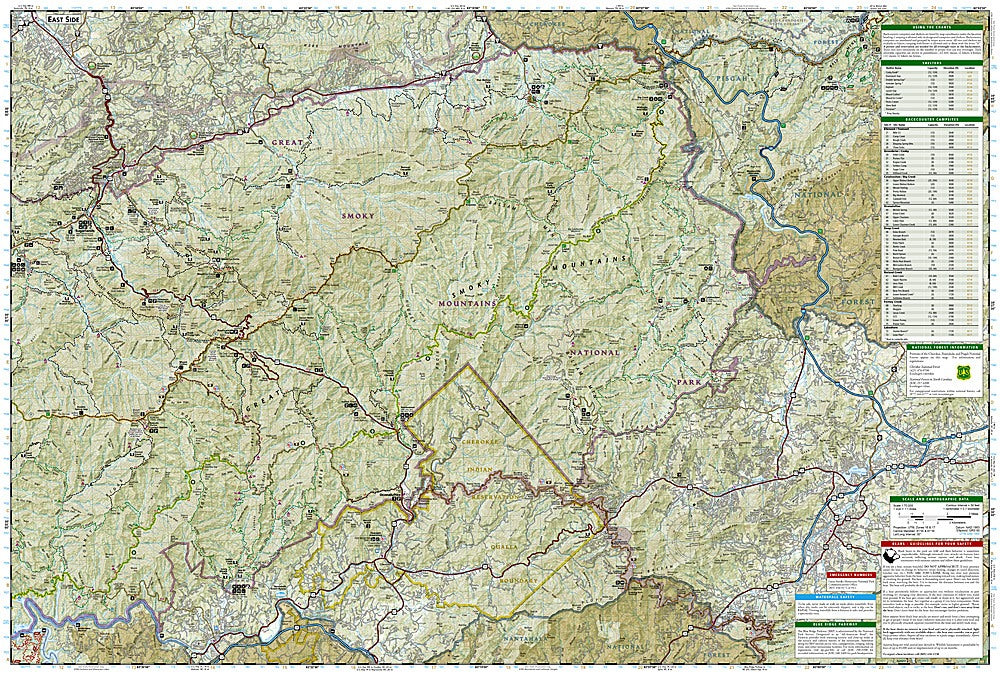 Great Smoky Mountains National Park Trails Illustrated Topographic Map #229 - Map Detail