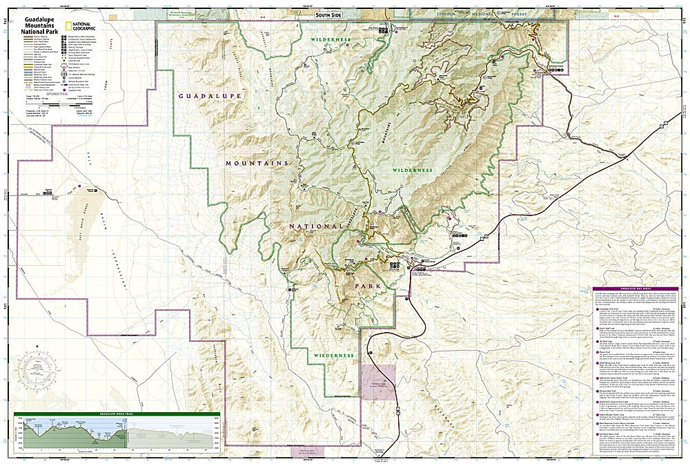 Guadalupe Mountains National Park Trails Illustrated Topographic Map #203 - Map Detail