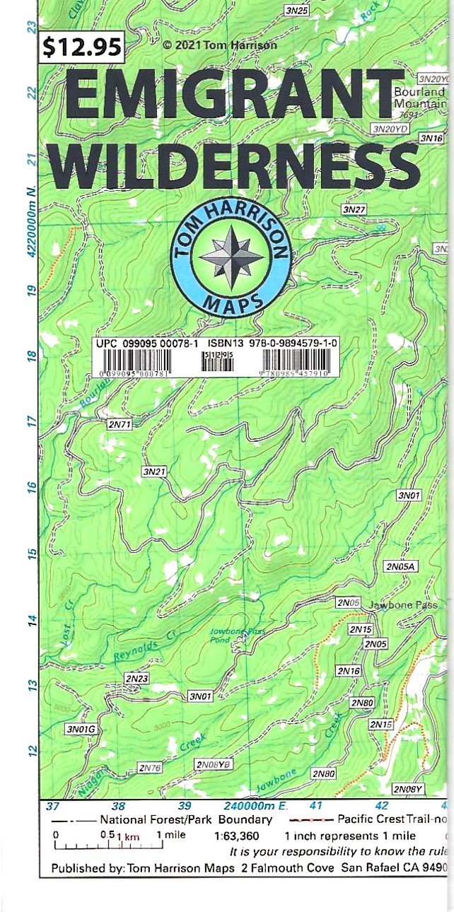 Emigrant Wilderness Hiking Map