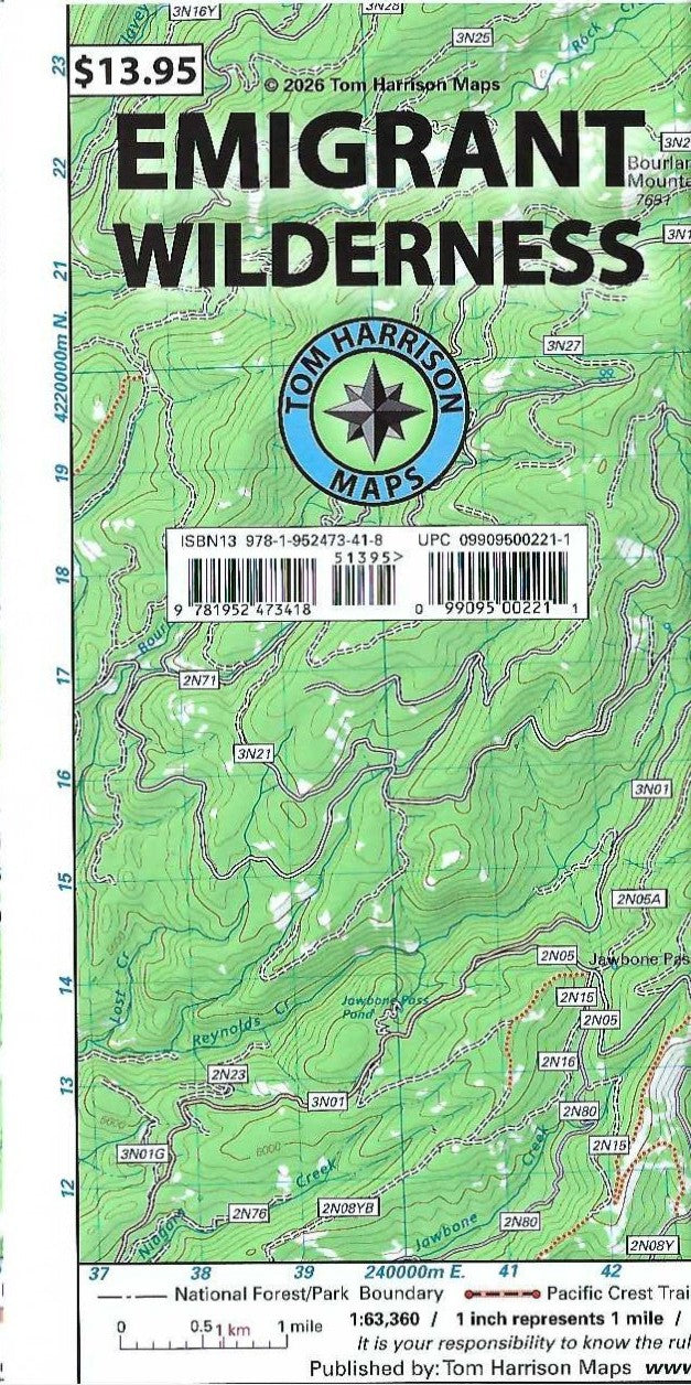 Emigrant Wilderness Hiking Map