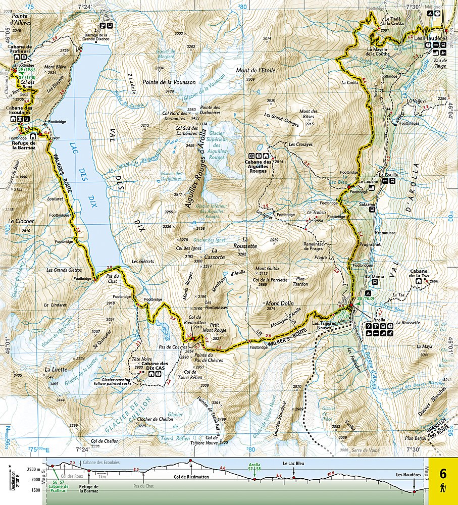 Haute Route: Chamonix to Zermatt Great Treks Topographic Map Guide by National Geographic - Map Detail