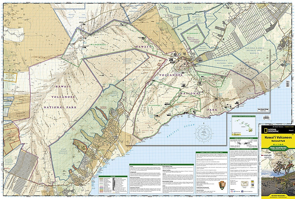 Hawai'i Volcanoes National Park Trails Illustrated Topographic Map #230 - Map Detail