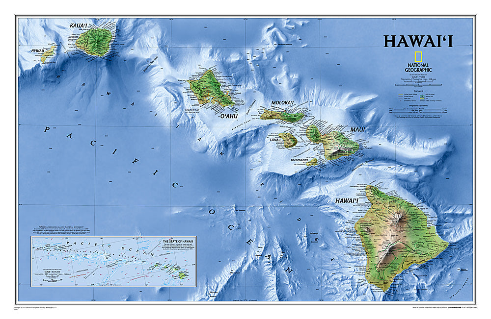 Hawai'i Wall Map by National Geographic