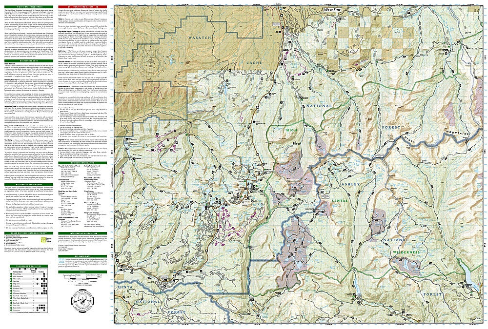 High Uintas Wilderness Trails Illustrated Topographic Map #711 - Map Detail