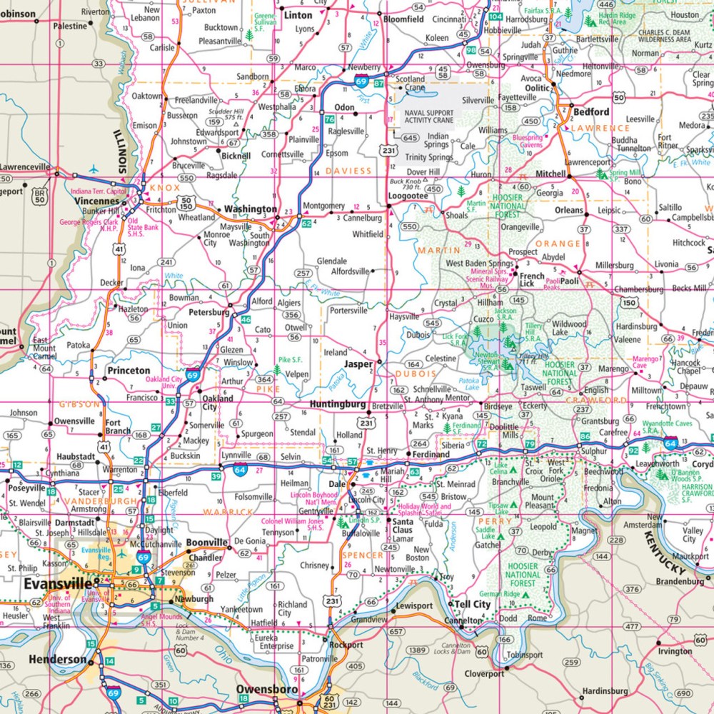 Indiana State Highway Folded Map by Rand McNally (Easy to Read) - Map Detail