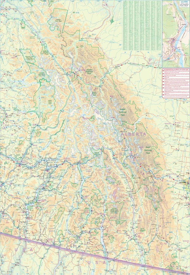 British Columbia (South) Travel & Reference Map by ITMB - East Map