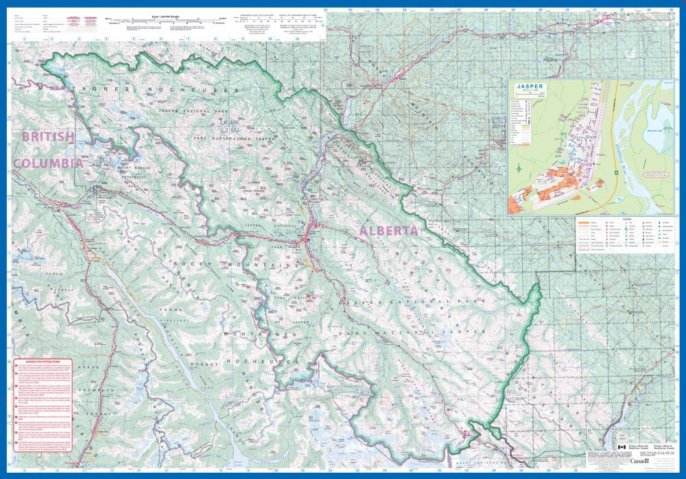 Banff and Jasper National Parks Travel & Reference Map by ITMB - Jasper Map
