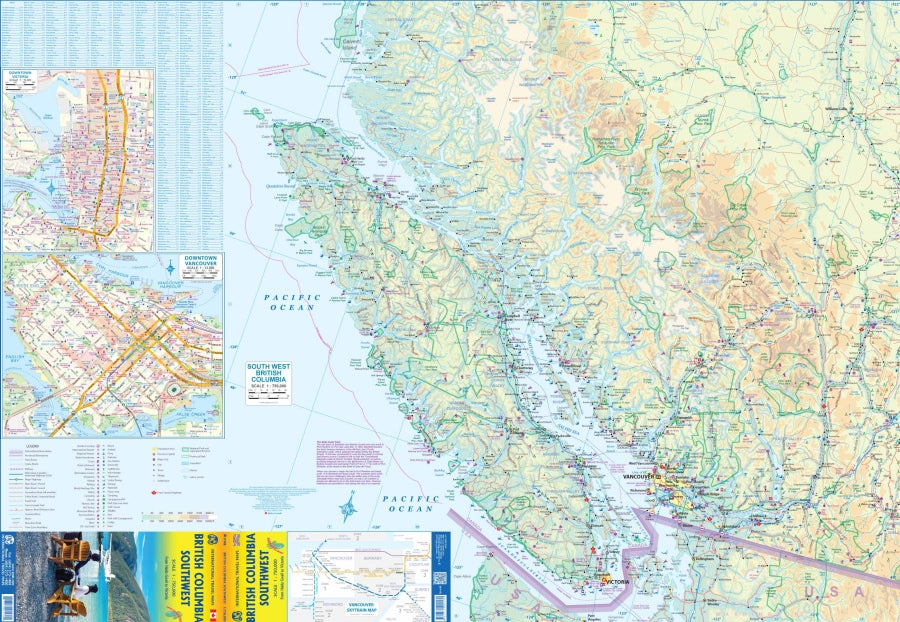 British Columbia Southwest Travel & Reference Map by ITMB - South Map (Vancouver Island)