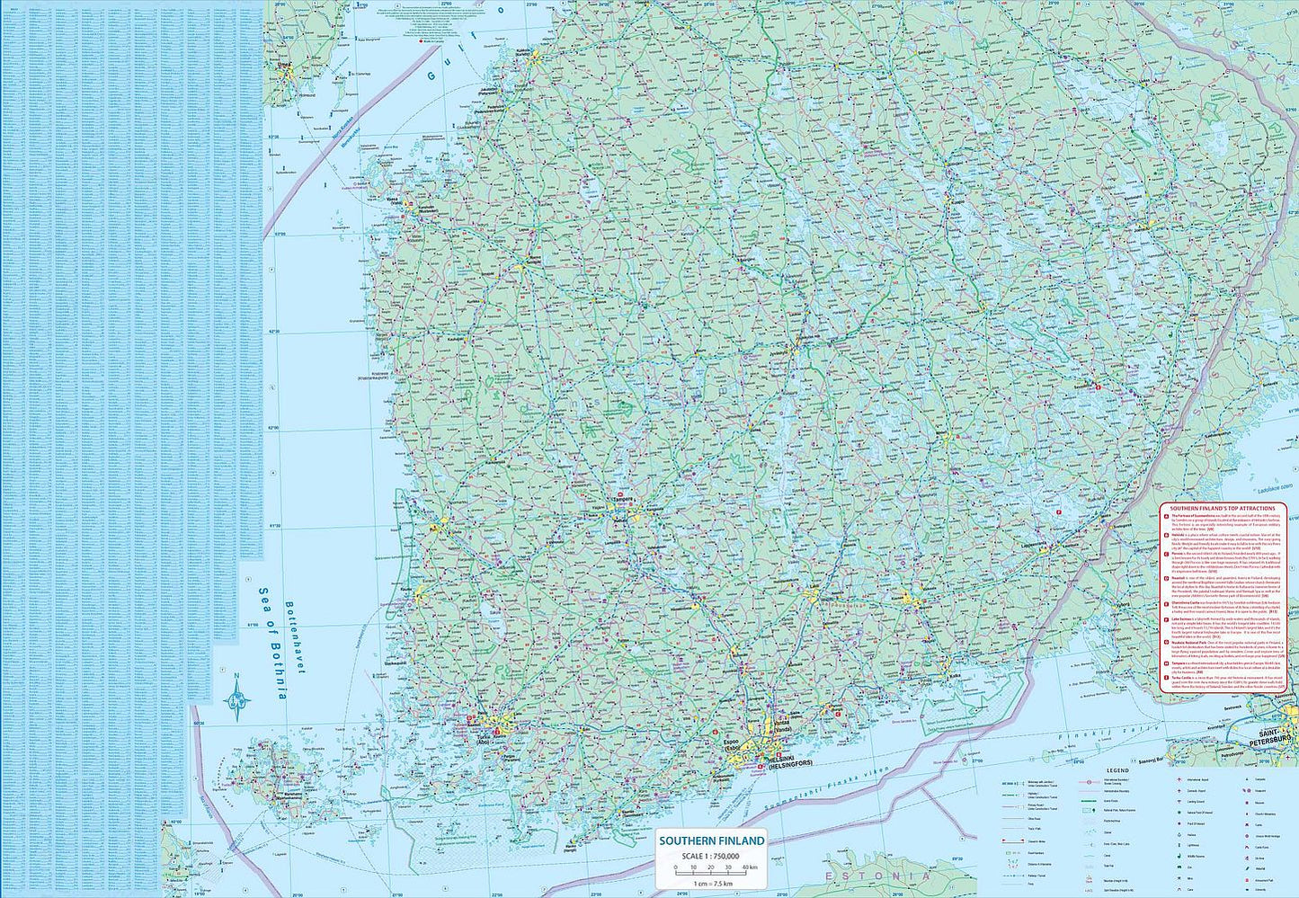 Helsinki & Finland South Travel & Reference Map by ITMB - South Finland Map