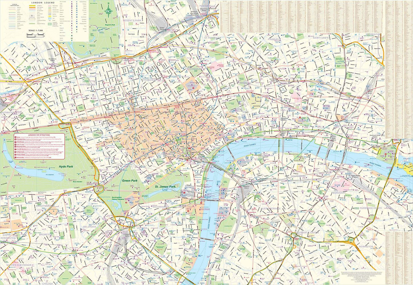 London & SE England Travel Map by ITMB - London City Map