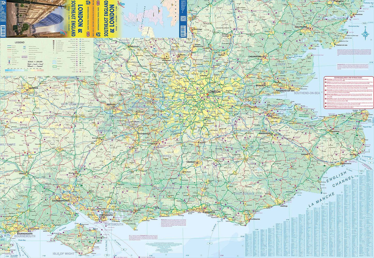 London & SE England Travel Map by ITMB - Regional Map