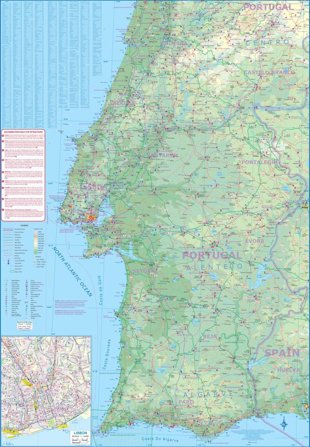 Madeira & Southern Portugal Travel & Reference Map by ITMB - Southern Portugal Map
