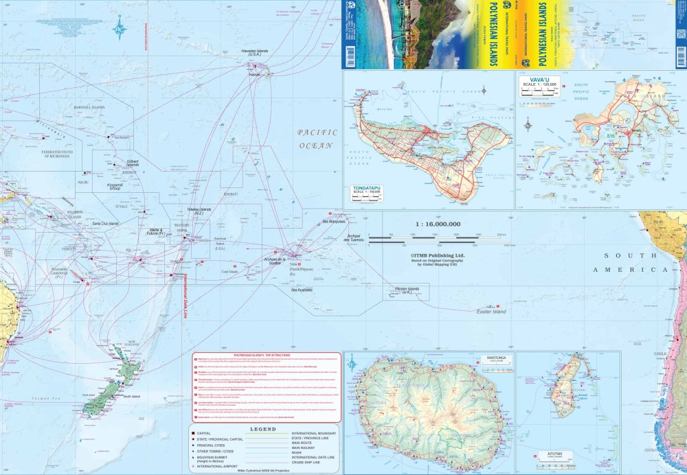 Polynesian Islands Travel & Reference Map by ITMB - Regional Map