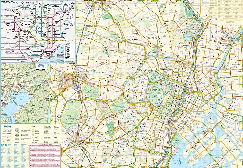 Tokyo, Kanto & Chubu Regions Travel & Reference Map by ITMB - Tokyo Map