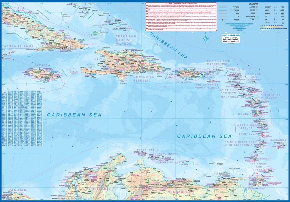 Trinidad & Tobago & Eastern Caribbean Cruising Travel & Reference Map by ITMB - Caribbean Map
