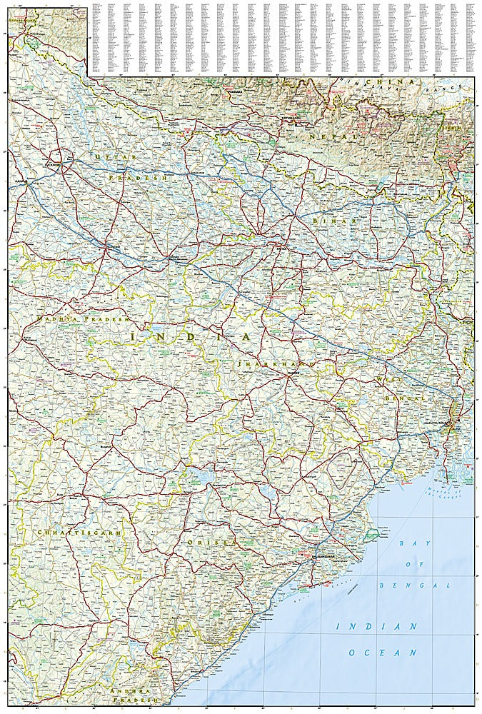 India Northeast Adventure Travel Map by National Geographic - Map Detail