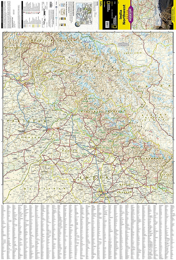 India Northwest Adventure Travel Map by National Geographic - Map Detail