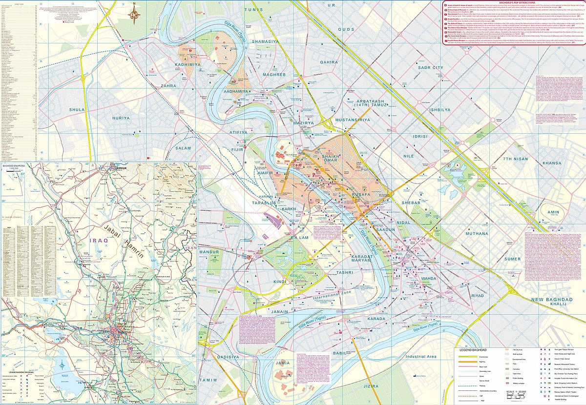 Iraq & Baghdad Travel & Reference Map by ITMB - Baghdad Map