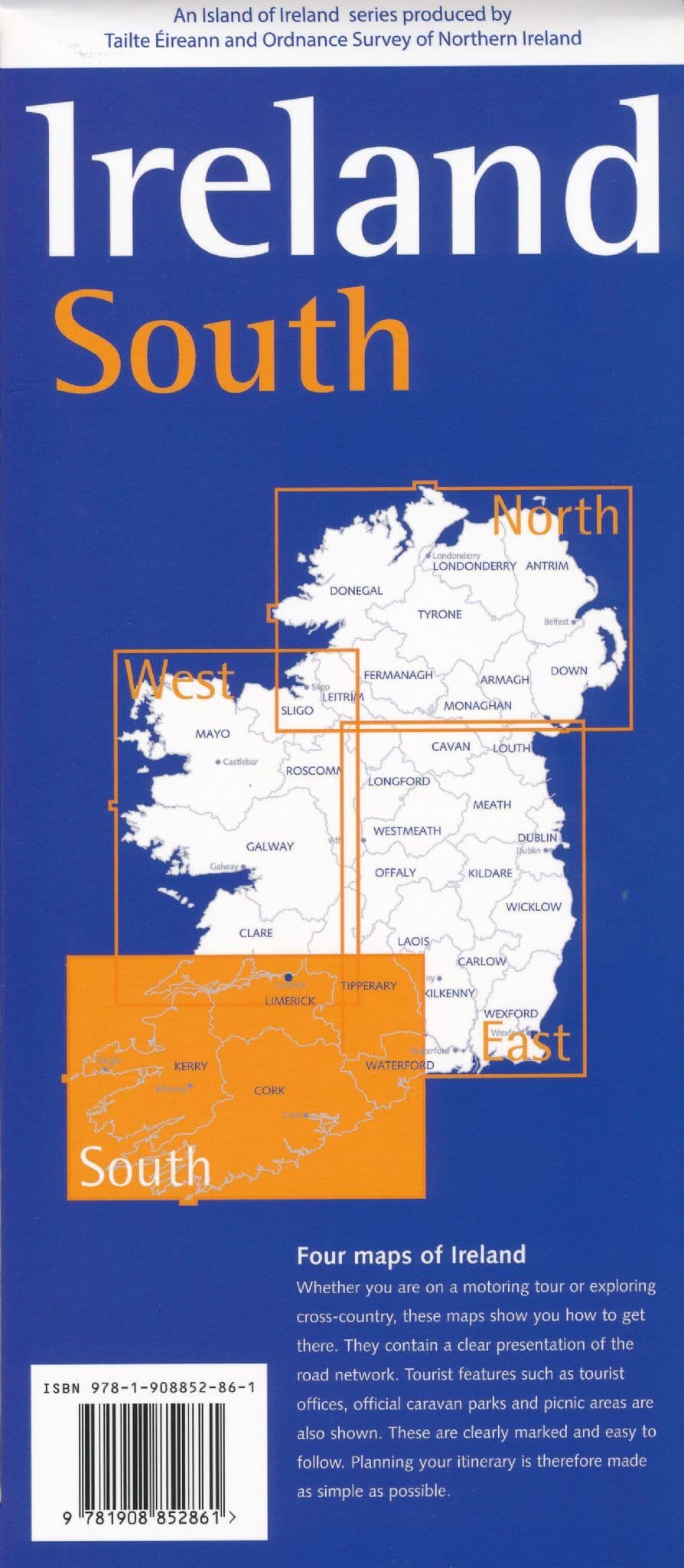 Ireland South Road Map by Ordnance Survey Ireland - Back Cover