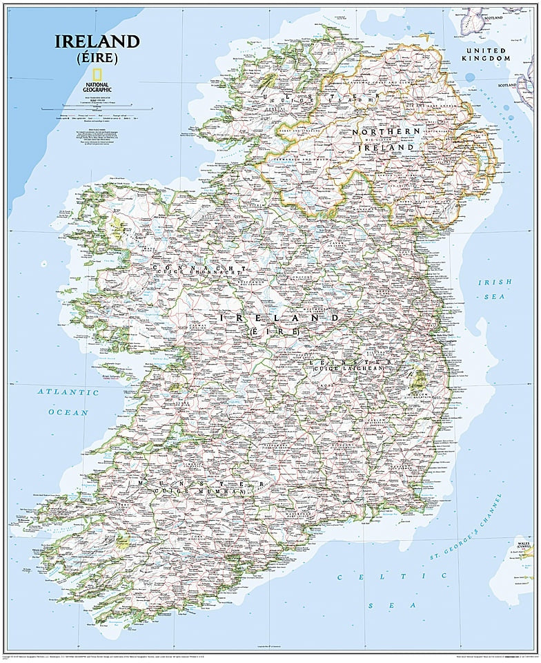 Ireland Wall Map by National Geographic