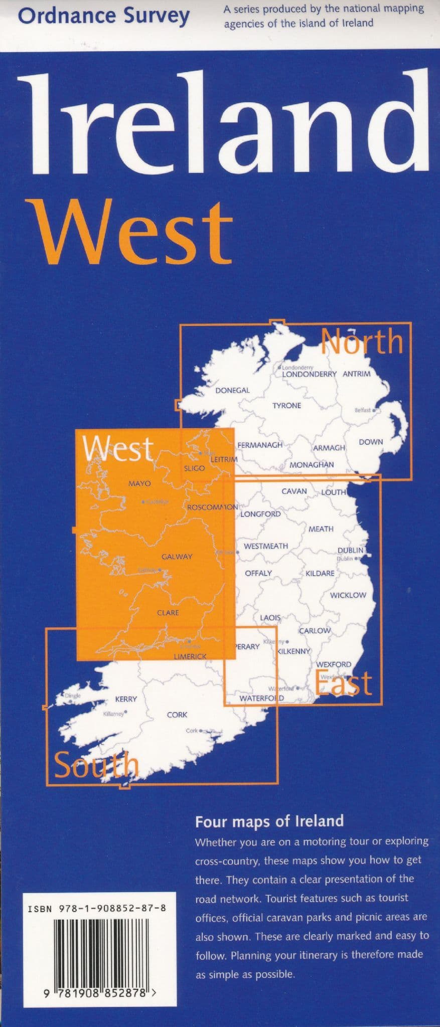 Ireland West Road Map by Ordnance Survey Ireland - Back Cover
