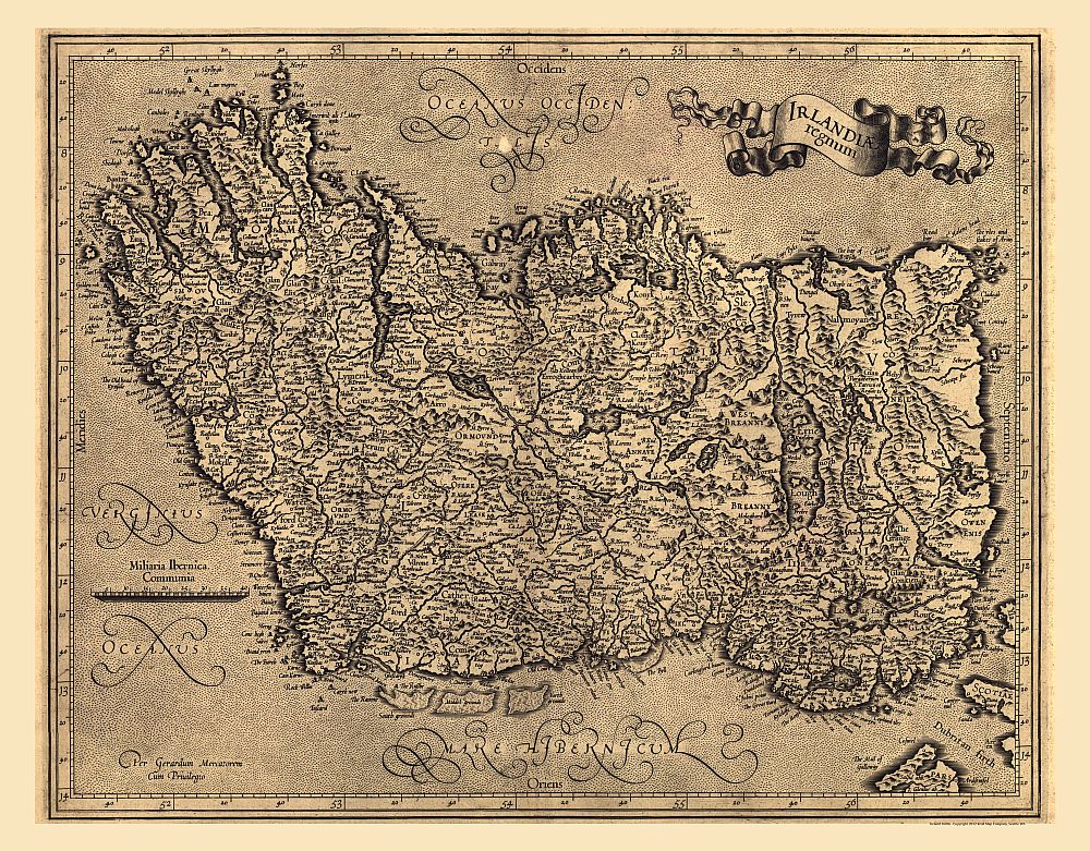 Ireland 1606 Antique Map Reproduction